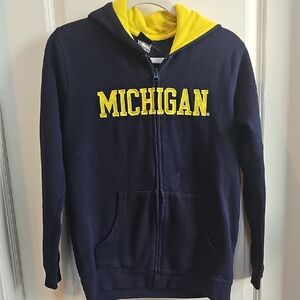 adidas Kids Navy and Yellow Michigan Zip-Up Hoodie